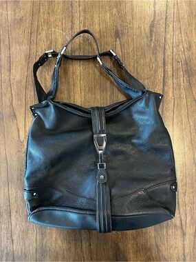 Etienne Aigner Black Leather Hobo Shoulder Bag Large Slouchy Purse
